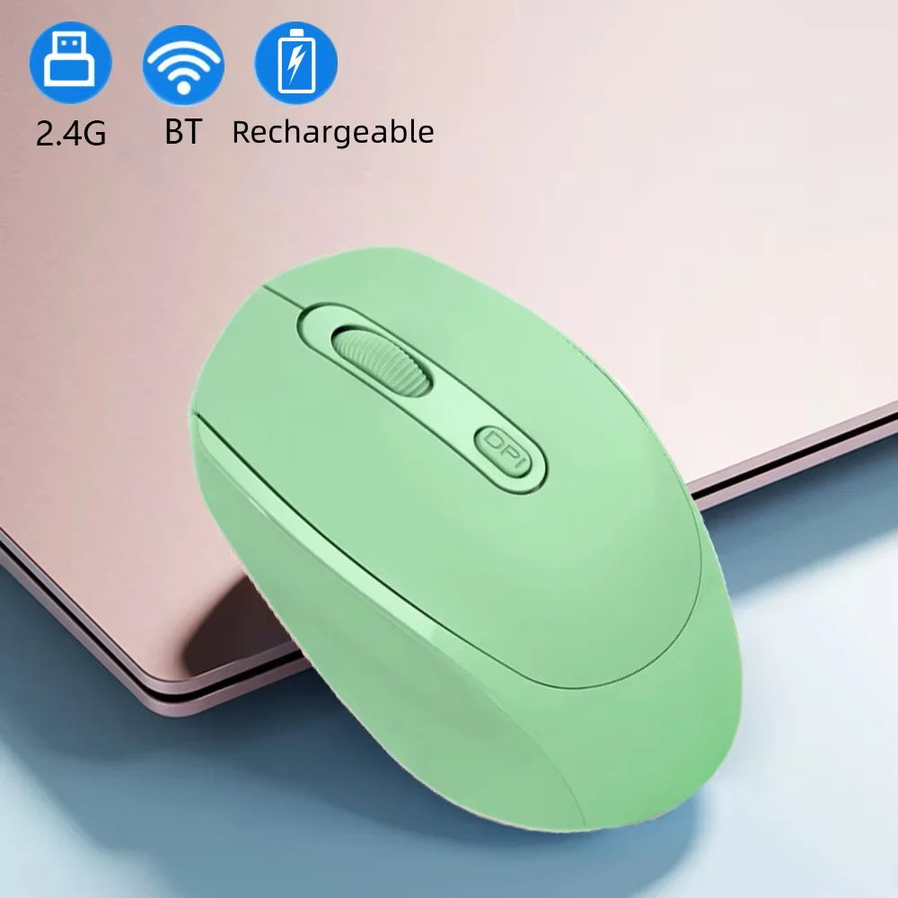 Rechargeable Wireless Computer Mouse 2.4G Bluetooth-Compatible Wireless Mouse USB Silent Gamer Mice For PC Laptop Macbook Tablet