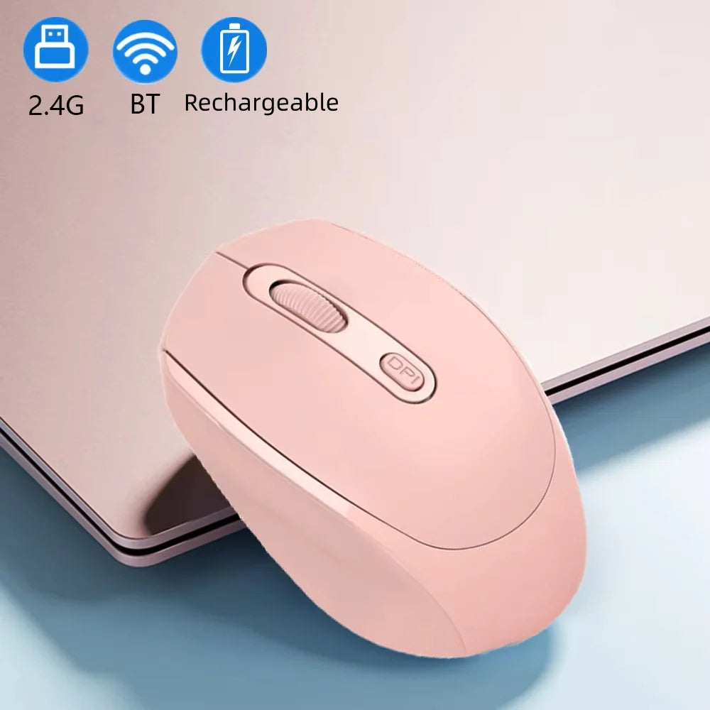 Rechargeable Wireless Computer Mouse 2.4G Bluetooth-Compatible Wireless Mouse USB Silent Gamer Mice For PC Laptop Macbook Tablet