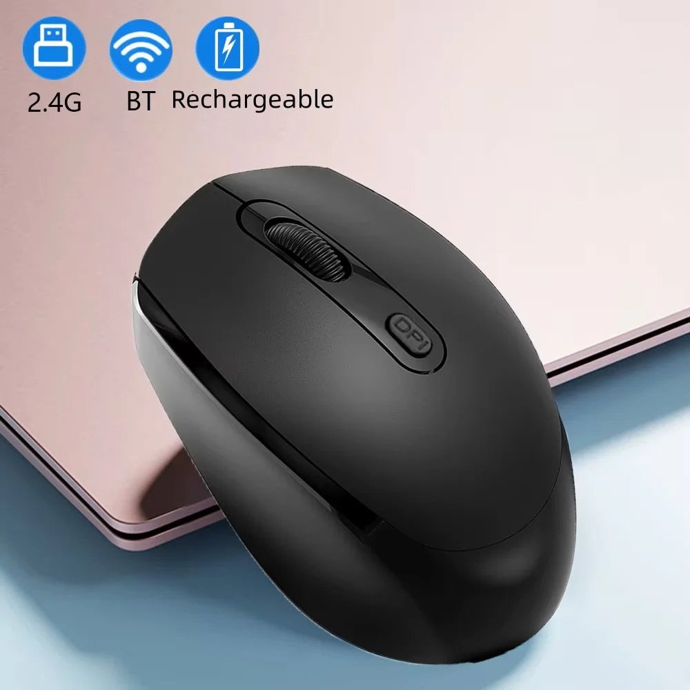 Rechargeable Wireless Computer Mouse 2.4G Bluetooth-Compatible Wireless Mouse USB Silent Gamer Mice For PC Laptop Macbook Tablet