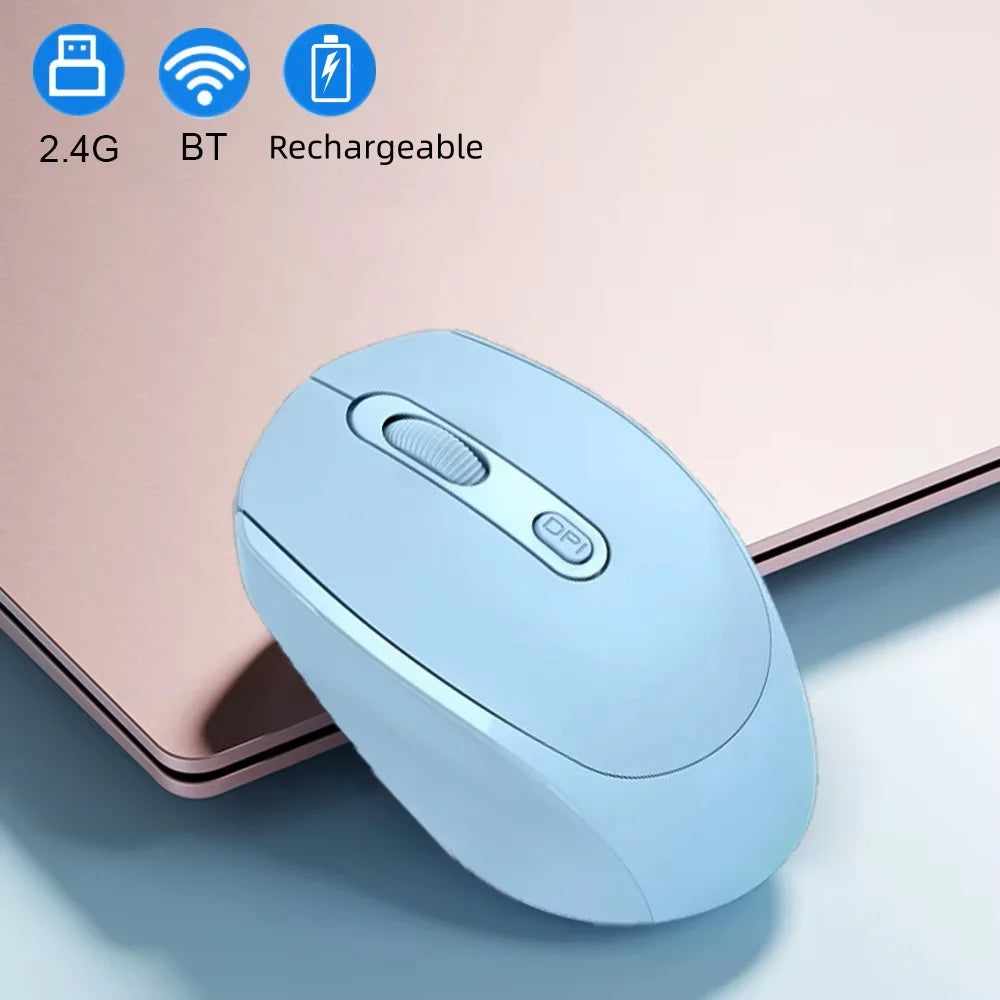 Rechargeable Wireless Computer Mouse 2.4G Bluetooth-Compatible Wireless Mouse USB Silent Gamer Mice For PC Laptop Macbook Tablet