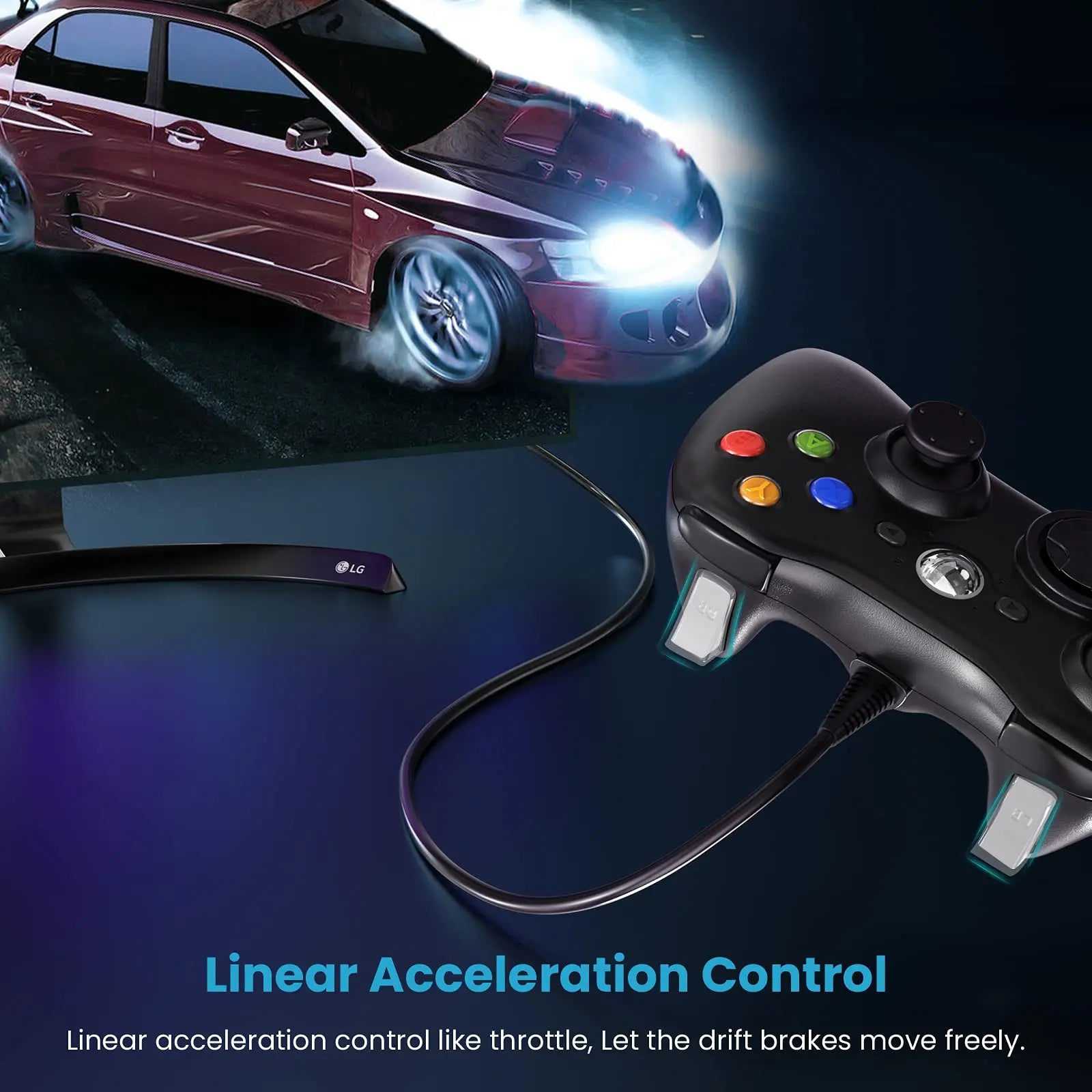 Wired Gamepad For Xbox 360 Game Controller with Dual-Vibration Turbo Compatible with Xbox 360/360 Slim and PC Window Joystick
