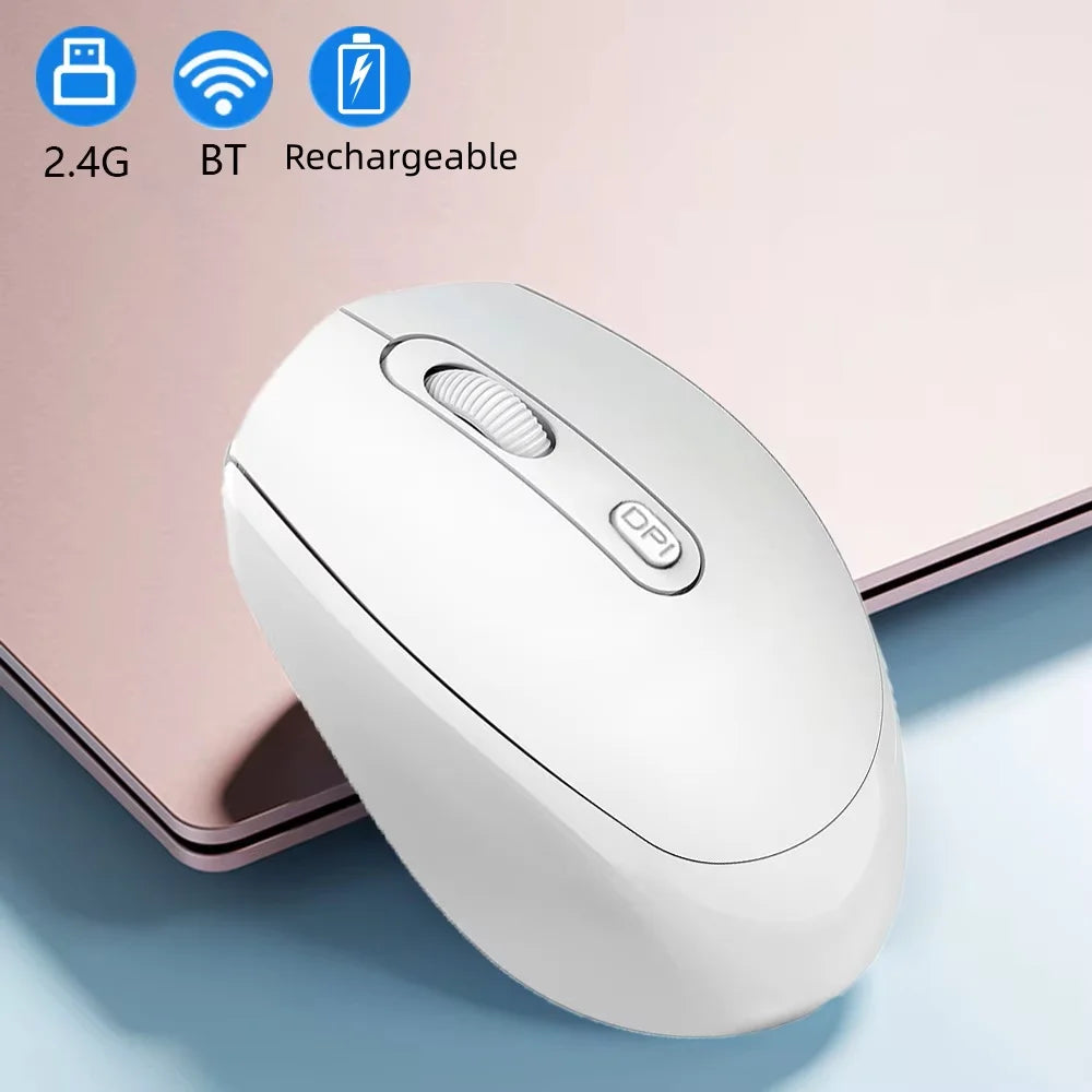 Rechargeable Wireless Computer Mouse 2.4G Bluetooth-Compatible Wireless Mouse USB Silent Gamer Mice For PC Laptop Macbook Tablet